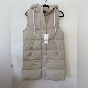 Brand New XS Zara faux leather long vest